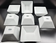 8 The Cellar Macy's Whiteware Square Coupe Cereal Bowl Set Smooth Table Dish Lot
