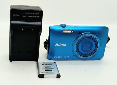 EXC+++++] Nikon Coolpix S3600 Blue 20.1MP 8x Optical Zoom Digital