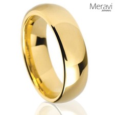 Solid Titanium Dome Mens Women 18k Gold IP Wedding Band Comfort Fit Promise Ring