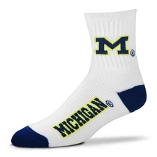 Michigan Wolverines White Maize Blue Socks Men Size Large UM Ankle Gift Sports