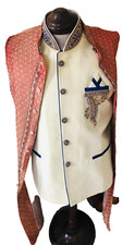Indian Waistcoat and Sleeveless Sherwani Mars Embroidered Favorski Size 44 ra