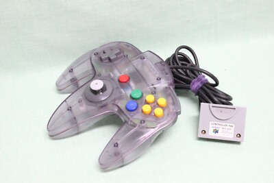 Nintendo 64 N64 Controller Clear Atomic Purple Official Genuine nus-004  pack