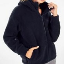 Fabletics Womens Jacket 2x Plus Hooded Sherpa Jacket Dark Navy Blue