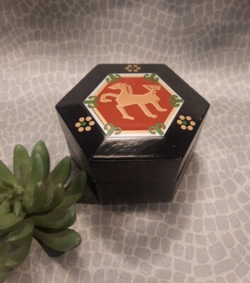 Black and Red Box with Horse Design wallet box lochinvar empty box only nice red black horse | eBay main image 2