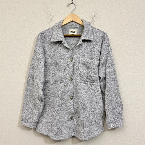 MADEWELL MWL (Re)sourced Sweater Fleece Shirt Jacket in Grey Sz L W8270