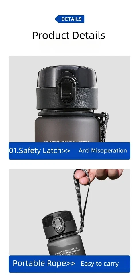 560ml BPA Free Leak Proof Sports Water Bottle High Quality Tour Hiking Portable - Image 3 of 4