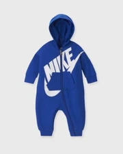 Nike Boys Baby Hooded Long Sleeve Coverall  Blue Royal  12, 18, 24 months NEW