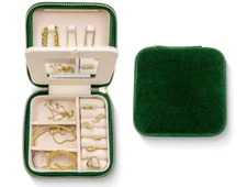 Benevolence LA Plush Velvet Jewerly Box - Travel Case Organizer with Mirror