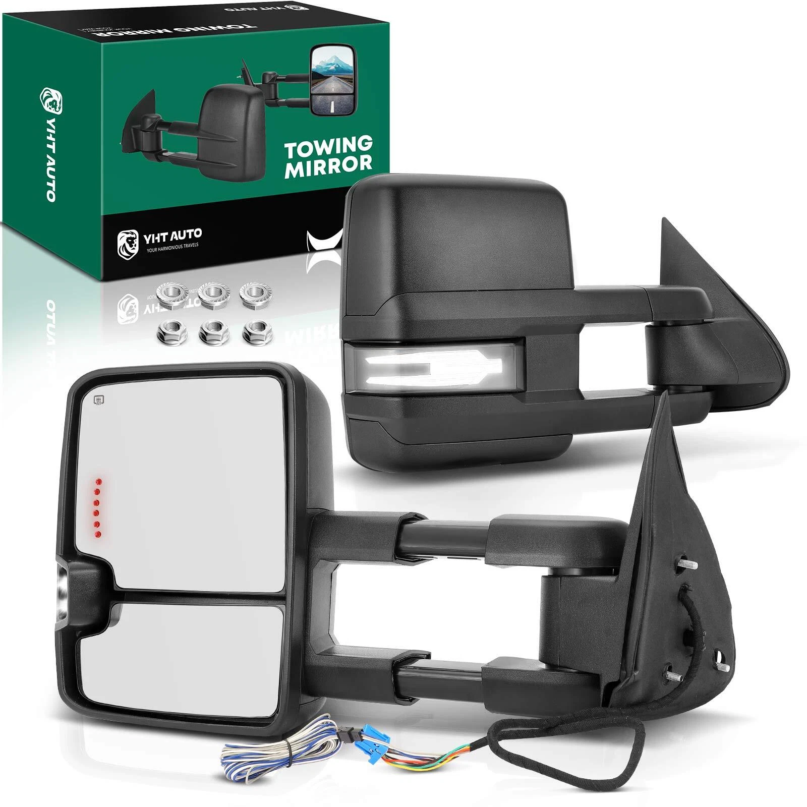 2x LH & RH Chrome Power Heated Towing Mirror for Chevy Silverado 1500 GMC Sierra