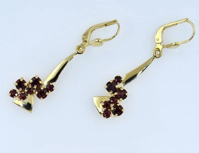 Ohrringe Ohrhänger Granat 333/000 8 K Gelbgold - Bild 1 von 3