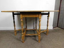 Antique Elm Finish 40s Jacobean Turned Gate Leg Drop Side Ext Dining Table SHIPS