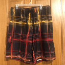 OP Men  s Size LG 36-38 Rich Black Self Adjust Fly Closure Swim Trunks