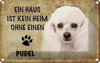 Blechschild 12X18 Cm Pudel Hund Tier Haustier Deko Geschenk Metall Schild