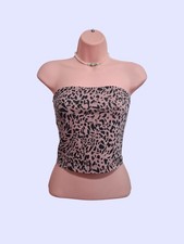 Dusty pink and brown leopard print bandeau tube top (y2k/Bratz vibes) Small
