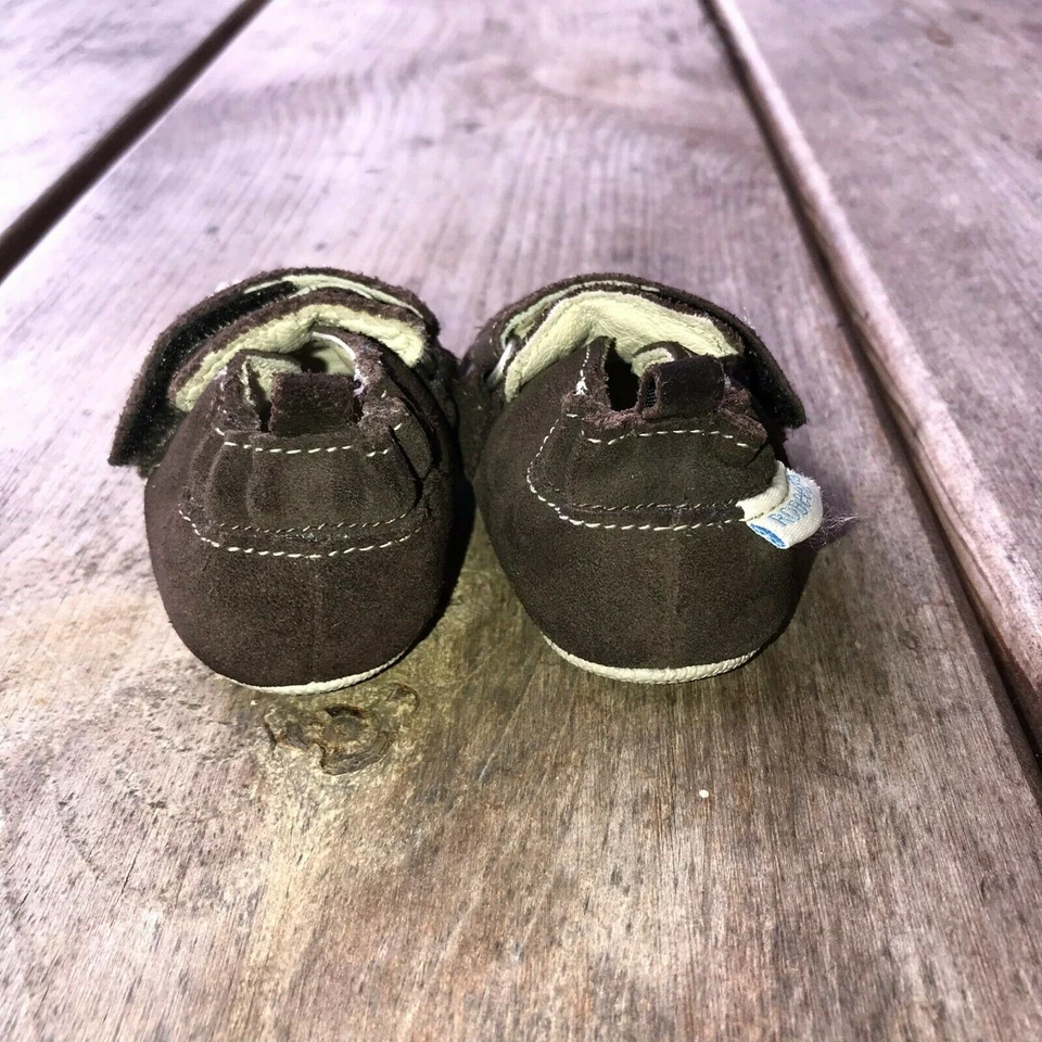 Zapatos Robeez Niños Talla 3-6 meses Marrón Gamuza Mocasines Suela Suave Agarre Foto 4 de 4