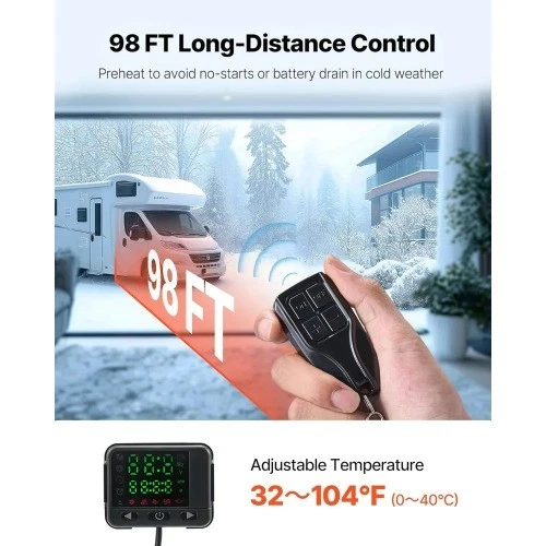 Дизельный воздушный обогреватель 8 кВт, многофункциональный, совместим с постоянным током 12–24 В, пульт дистанционного управления - Изображение 4 из 4