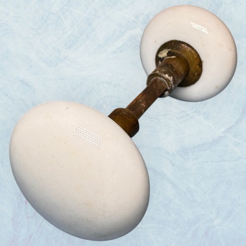 Antique D & M NEW HAVEN RIM LOCK W/ White Porcelain Door Knobs - Picture 6 of 10