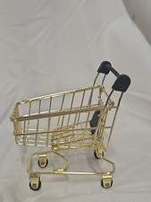Small Desktop Shopping Cart Desk Accessory Holder Golden Color Gift Decor