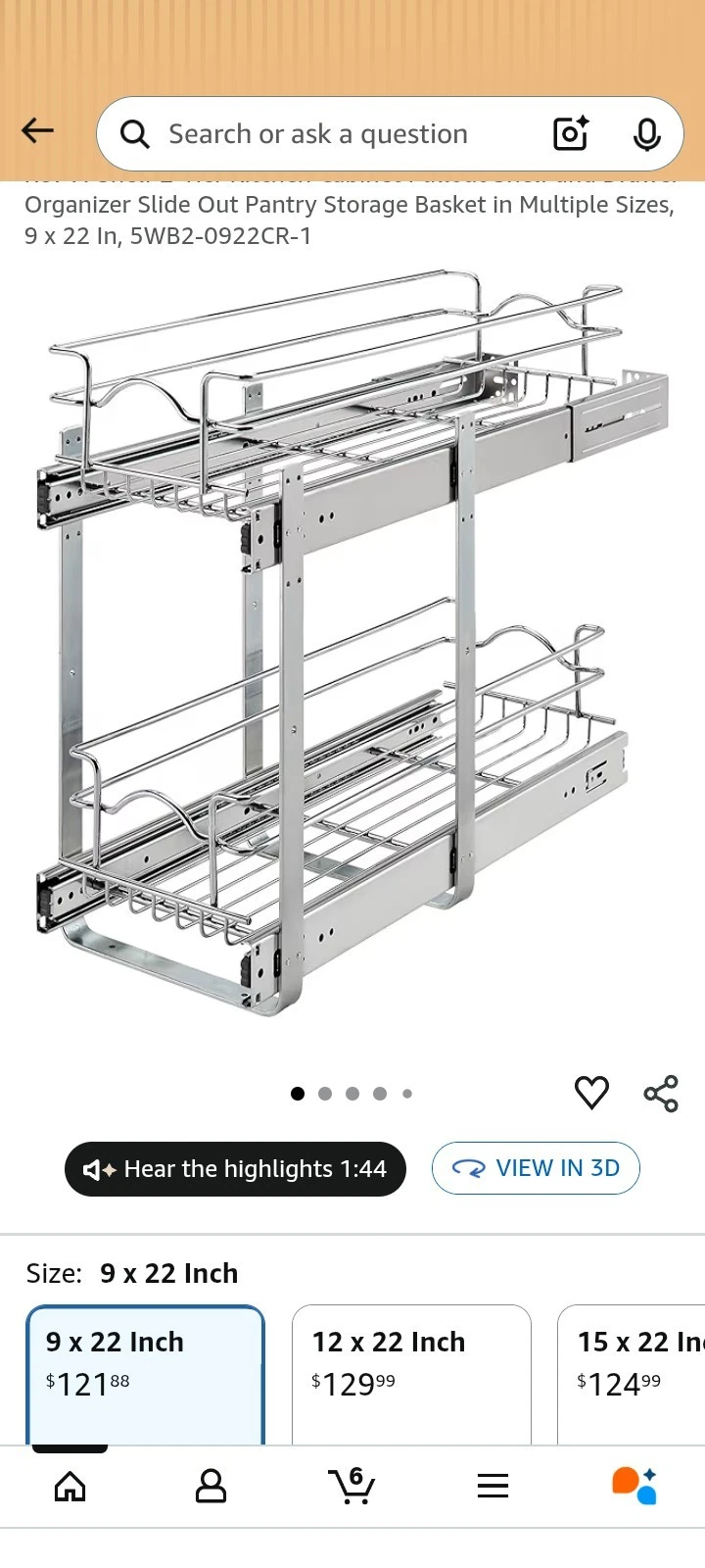 Rev-A-Shelf 2 Tier Kitchen Cabinet Pullout