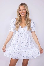 Simply Southern Blue/White Cotton Floral Lightweight Dress Size XXL 