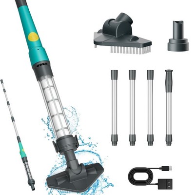 Rechargeable Cordless Pool Vacuum Handheld Pool Cleaner IPX8 with Pole Green