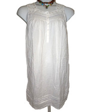Amanda Stewart White Cotton Nightgown Chemise M Cottagecore