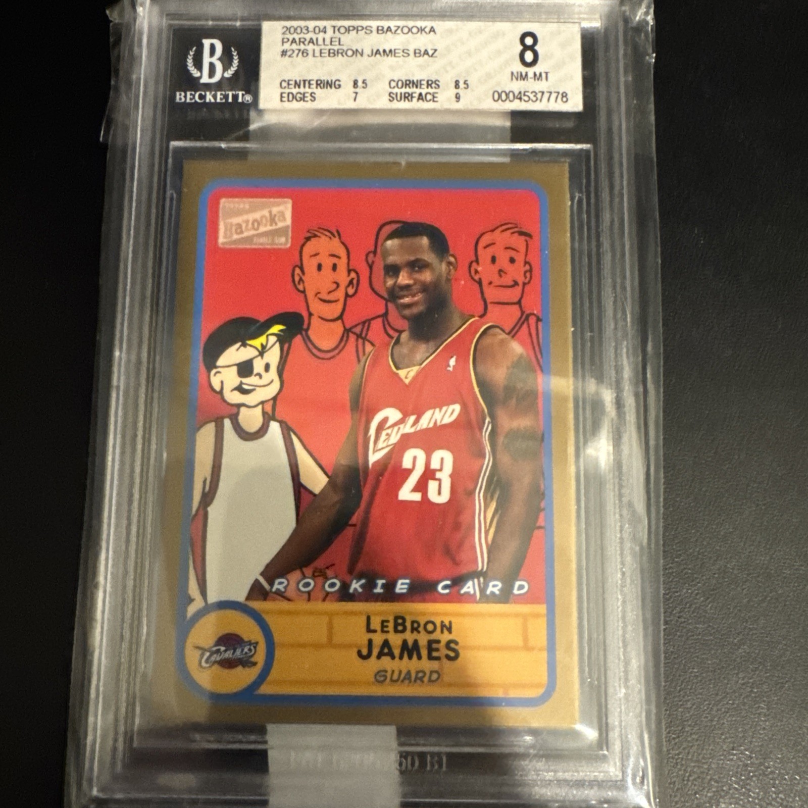 2003 Bazooka gold Parallel #276 LeBron James RC BGS 8.0