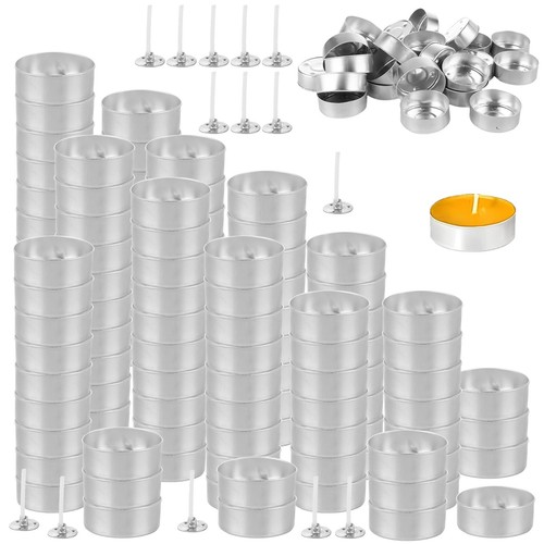 200PCS Aluminum Tea Lights Cups with 200 PCS Candle Wicks, Empty Candle Makin...