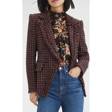 Veronica Beard Taja Dickey Jacket Brown Black Houndstooth Tweed Blazer Size 4