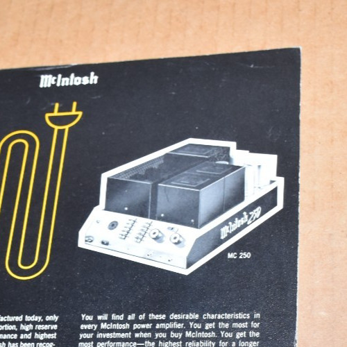McINTOSH MC250  POWER AMPLIFIER  vintage DEALER BROCHURE