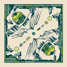 Carolina mfg Biking Graphic Bandana, OneSize, Green & White.