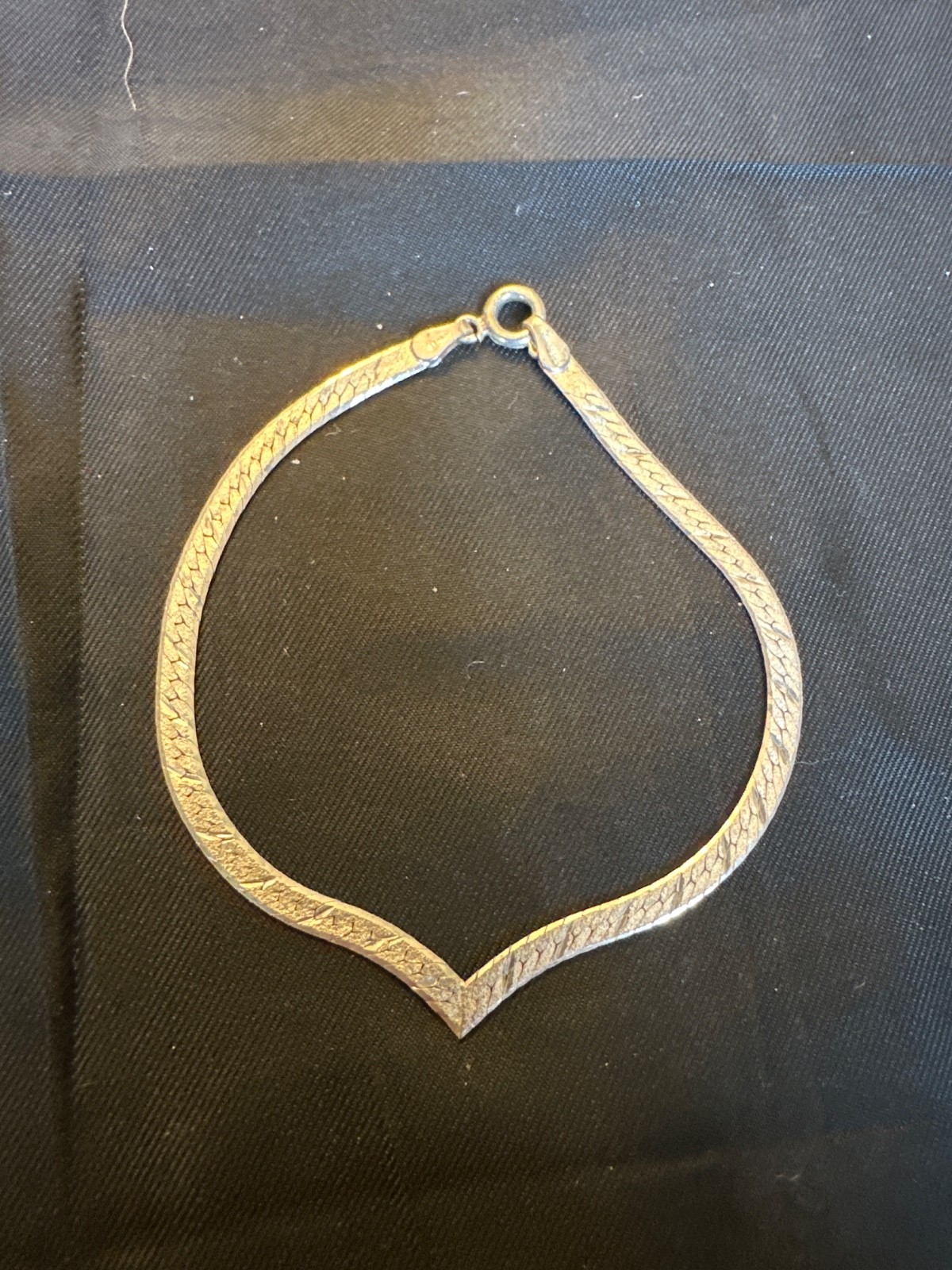 Vintage Italy 925 Sterling Silver Herringbone Chevron V Choker Necklace 2.9g