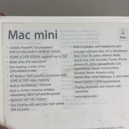 Apple Mac mini G4 1.42GHz 256MB 80GB HDD A1103 Late 2005 Desktop Powers On AS IS - Afbeelding 13 van 13