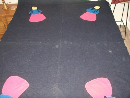 antique native american design navy blue wool blanket quilt indian maidens - Picture 3 of 8