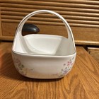 Teleflora Ceramic White Basket With Floral Designs And Gold Trim  — photo 3