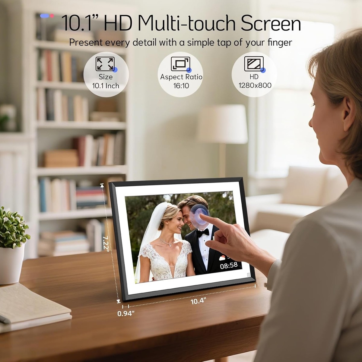 NexFoto 10.1 Inch Touchscreen Digital Picture Frame 64GB, HD WiFi