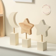 Barydat 3 Pcs Boho Nursery Shelf Decor Wooden Moon and As Shown in the Figure