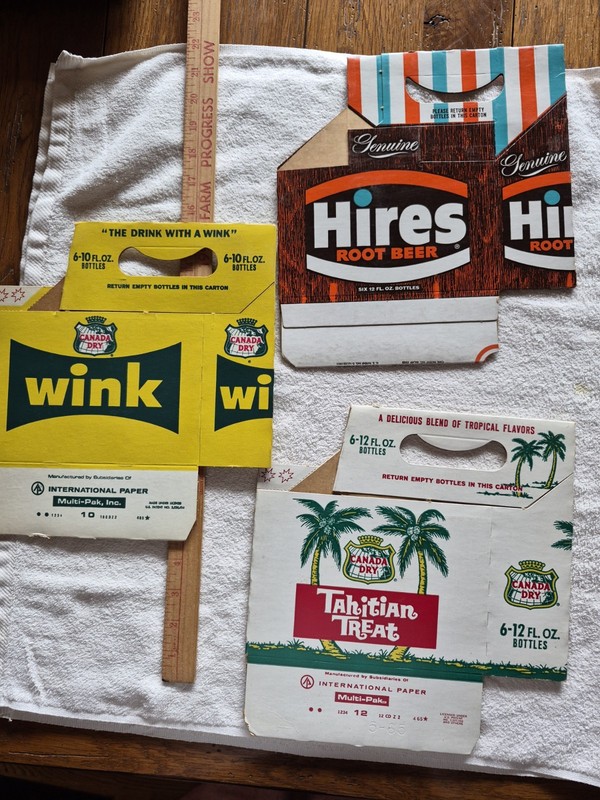 Hires Root Beer Canada Dry Wink Tahitian Treat 6 Pack Cardboard Bottle Carrier