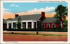 Ft. Benjamin Harrison Service Club Indiana Linen Postcard 1930s F.M. Kirkpatrick