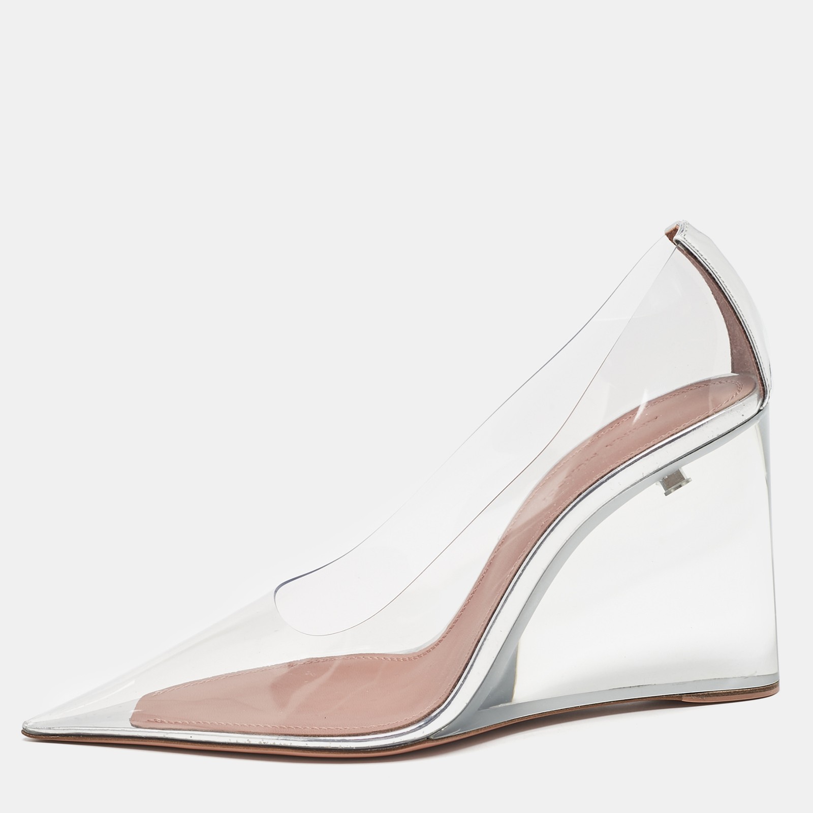 Amina Muaddi Ane PVC Transparent Wedge Pumps Size 38.5