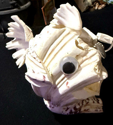 Vintage Shell Fish Art Sculpture With Light Insert Kitschy Unique