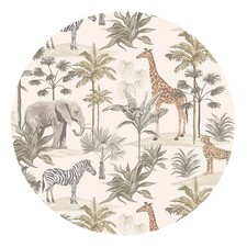 Tropical Animals and Plants Round Mat with HD Pattern Printing, Double-Lock Edge