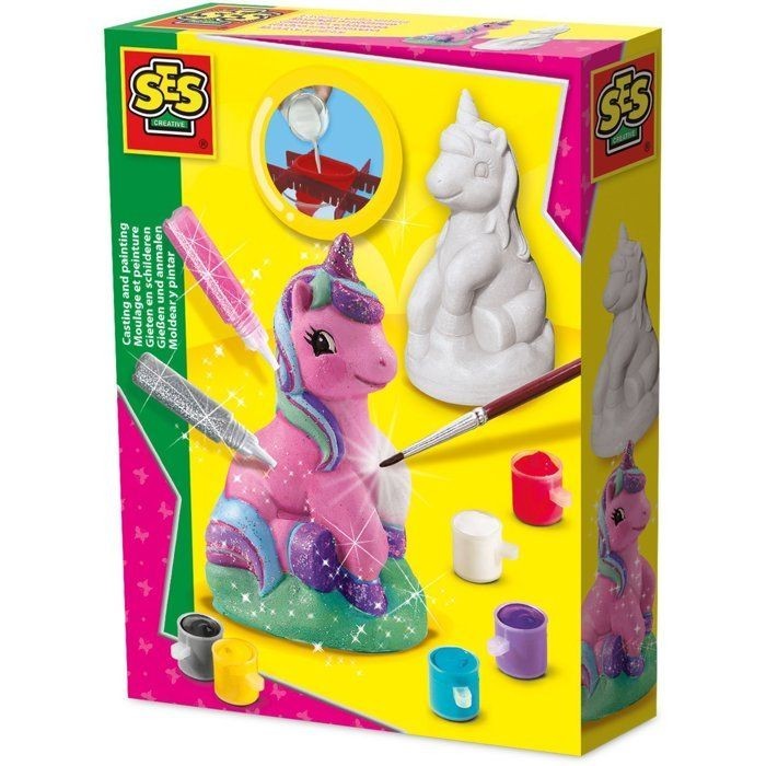 Moulage et peinture licorne SES Creative Hobby Pink kit créatif enfant avec plâtre et pinceau
