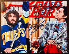 Yvon Barrette Signed Charlestown Chiefs Slap Shot Hockey 11x14 Denis Lemieux #1