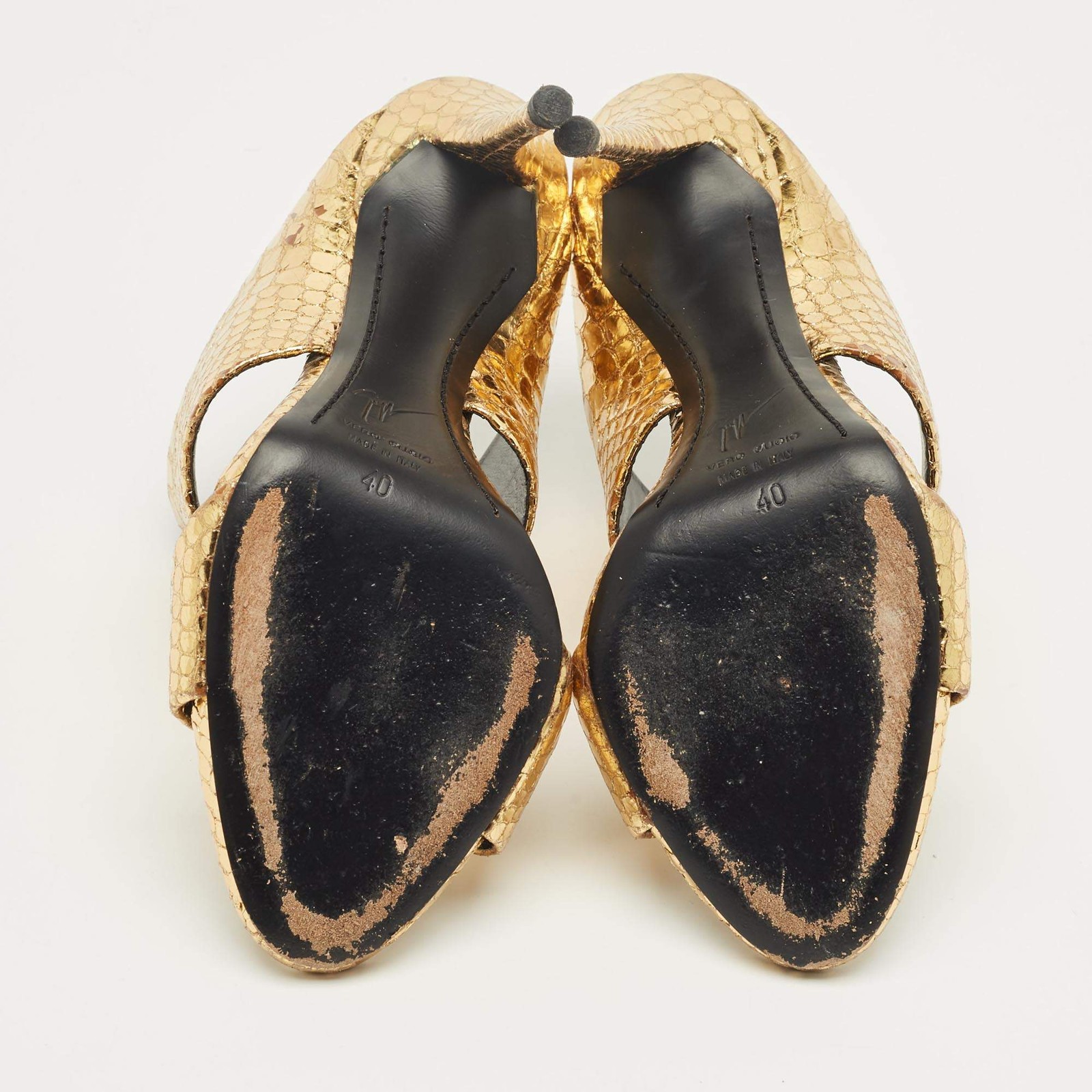 Giuseppe Zanotti Gold Python Embossed Leather And… - image 6