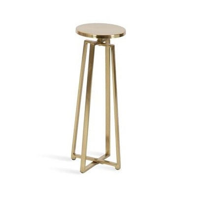  Zia Mid-Century Modern Metal Round Drink Table, 9 x 9 x 23, 9x9x23 Gold
