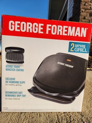 George Foreman Compact 2 Serving Nonstick Grill - GR10B Never Used NIB! 