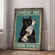 Funny Black Cat Poster 24x36 High Quality Wall Art Home Decor