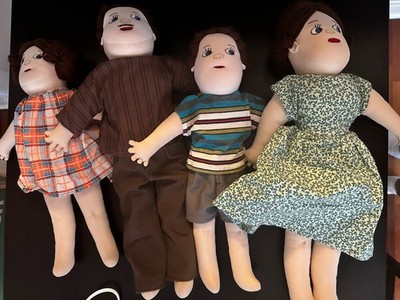 Family of Teach-A-Body Rag Dolls Lot of 4. Removable clothing. 