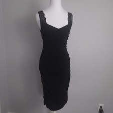 Express Black Lace Strap Ruched Bodycon Midi Dress – Women's Small